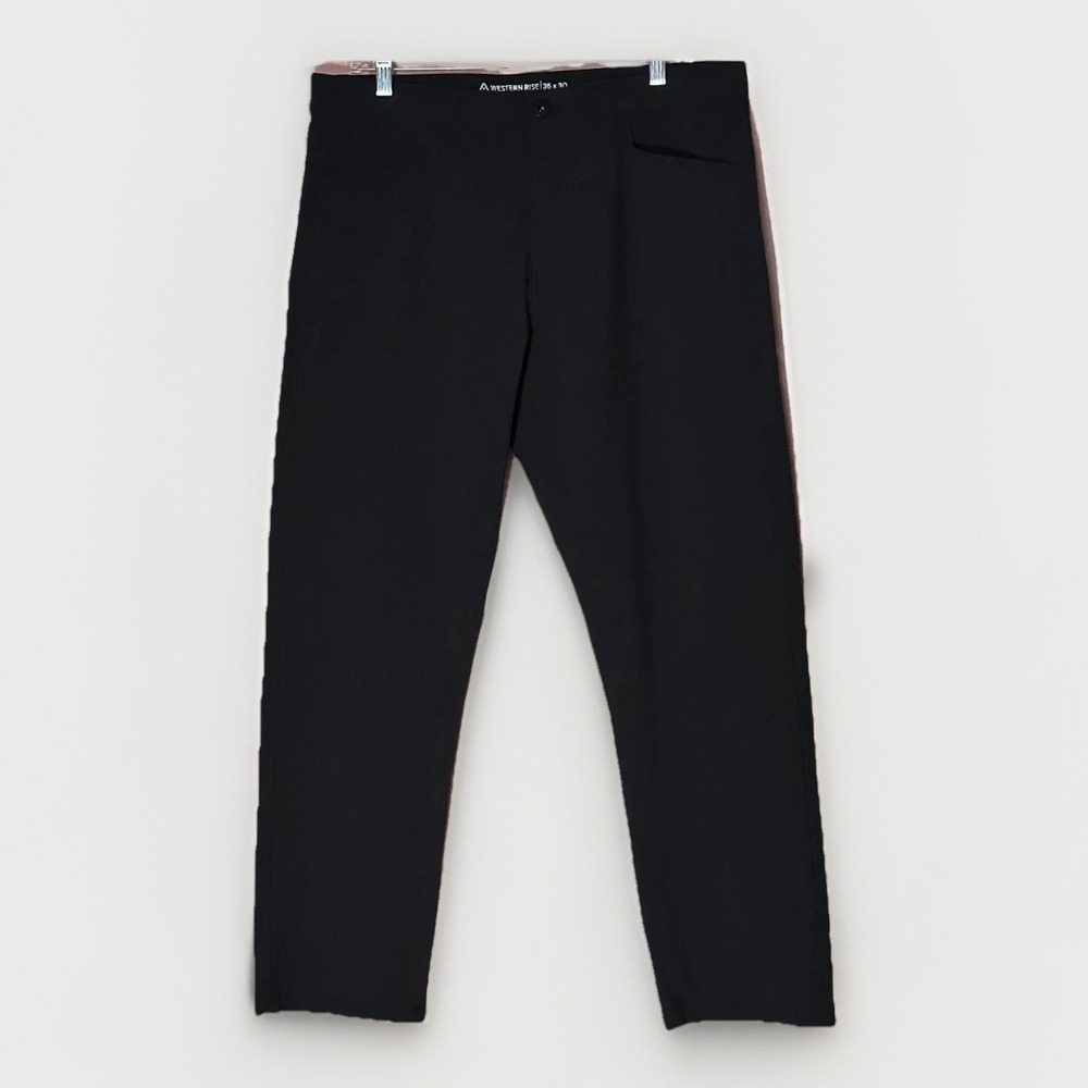Western Rise Slim Fit Travel Pants Mens 35x30 Black Stretch Tech Commuter‎